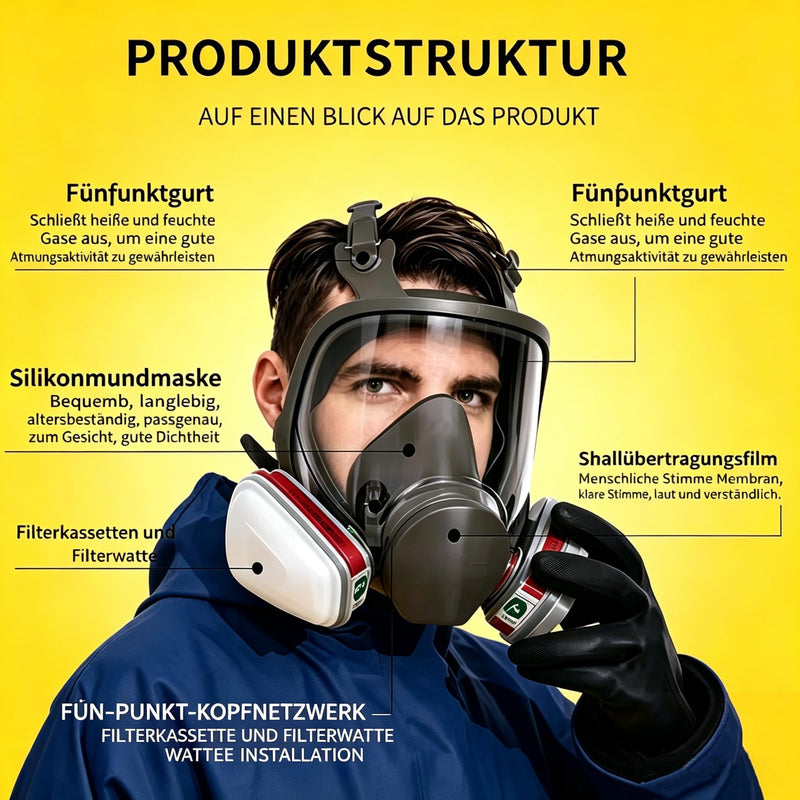 Full Face Respirator Mask with 40mm Activated Carbon Filter 6001CN Filters for Gas, Dust, Spray Paint and Chemicals Mask+6001+20Filters