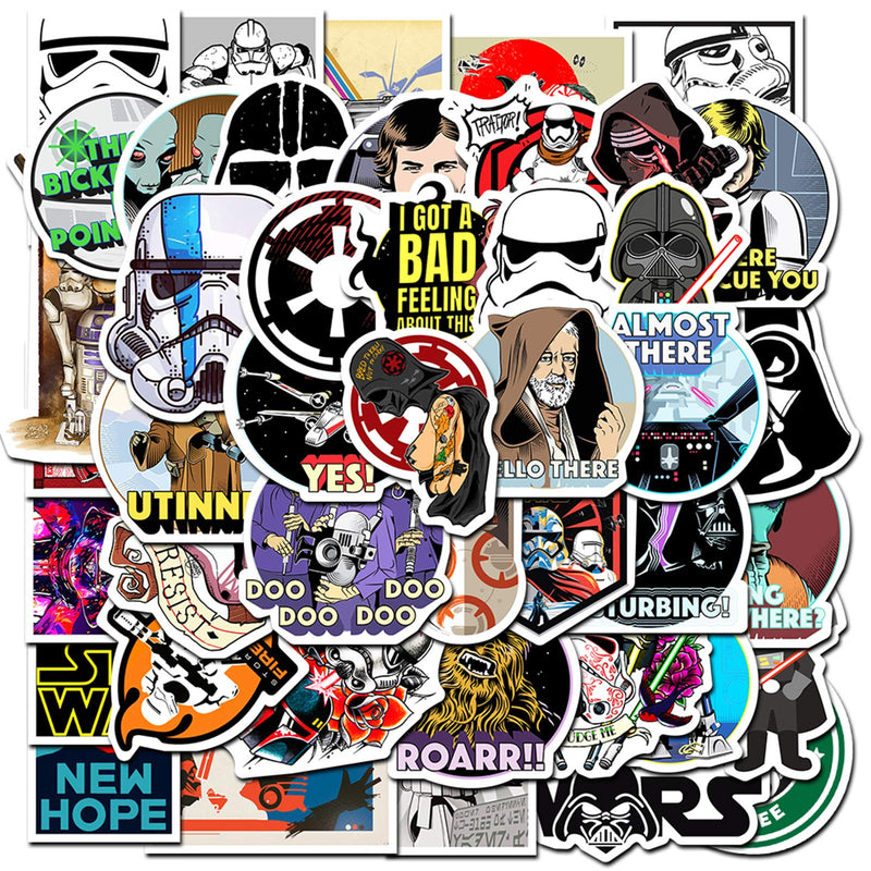 [Australia - AusPower] - 50 PCS Star Wars Stickers for Laptop Water Bottle Luggage Snowboard Bicycle Skateboard Decal for Kids Teens Adult Waterproof Aesthetic Stickers 