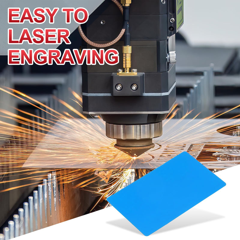 PATIKIL Metal Business Card 0.21mm Thick 3.4x2.1 Inch, 200 Pcs Anodized Aluminum Blank Laser Engraving Cards with Cable Ties for Multipurpose House Office, Navy Blue