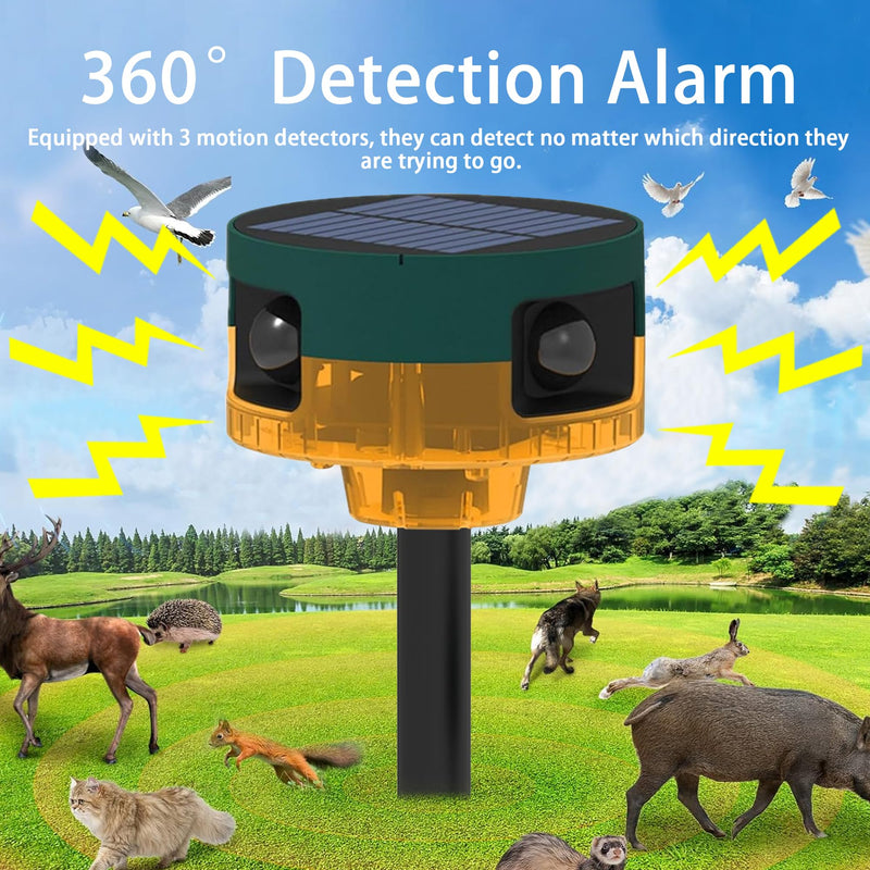 [Australia - AusPower] - Solar Outdoor Motion Sensor Alarm: Dog Barking&Gunshot Sound, 129db Loud Siren,Support Recording, 13 Kinds of Sound Strobe Light Model A 1 Pack 