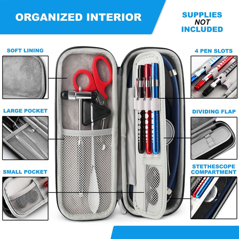 [Australia - AusPower] - Primacare KB-9297-BK Black Stethoscope Case, SUPPLIES NOT INCLUDED, for Stethoscopes and Medical Supplies, Multiple Compartments, Portable and Lightweight First Aid Kit Bag, Accessories for Nurses 