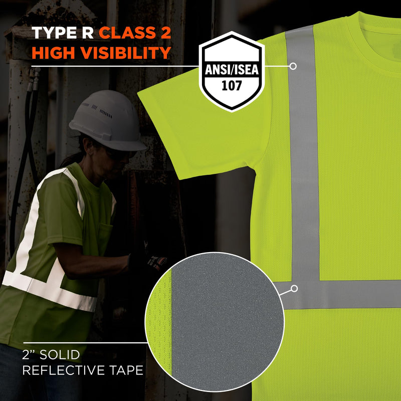 Ergodyne Unisex Adult Glowear 8282 Essential Hi-vis T-Shirt - Type R, Class 2 5X-Large Lime