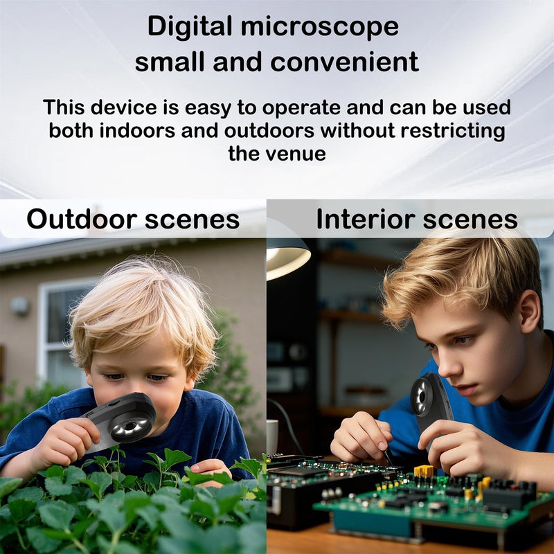 [Australia - AusPower] - Handheld Digital Microscope with 2.0 Inch IPS Color Screen, Portable Magnifying Glass for Kids, 400x Magnification, 8 Adjustable 3-Level LED Lights, USB Compatible with PC Windows and Mac OS 