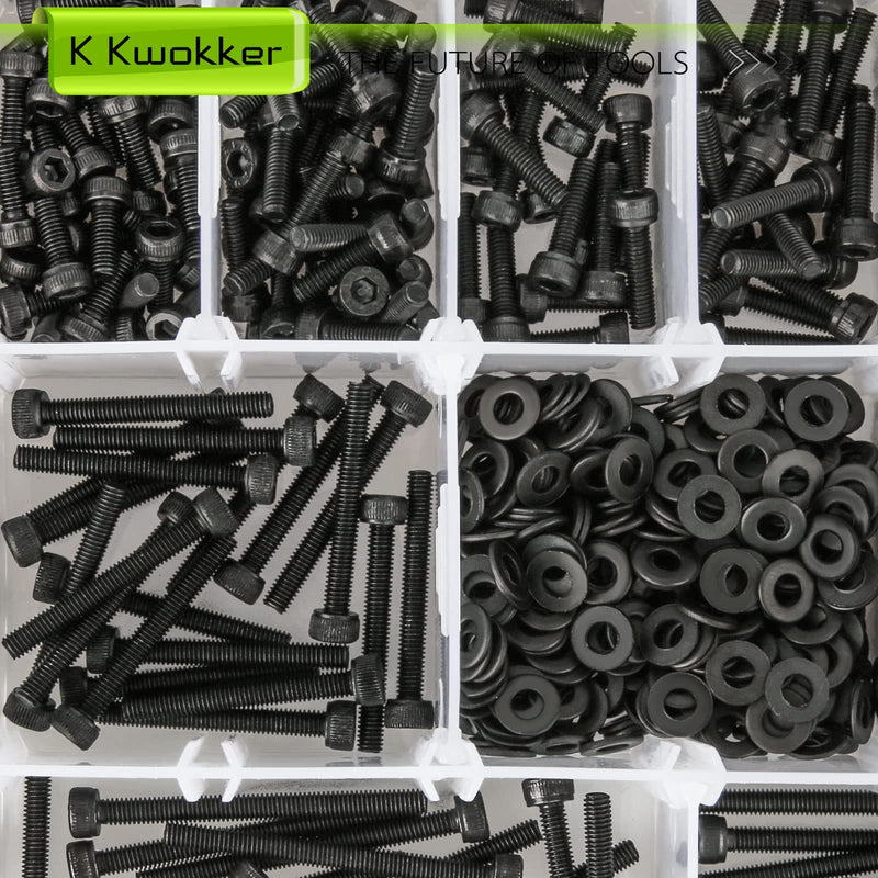 [Australia - AusPower] - 1023PCS M3 Hex Socket Machine Screws + 1485Pcs M3 M4 M5 M6 Hex Flat Head Metric Bolt Assortment 