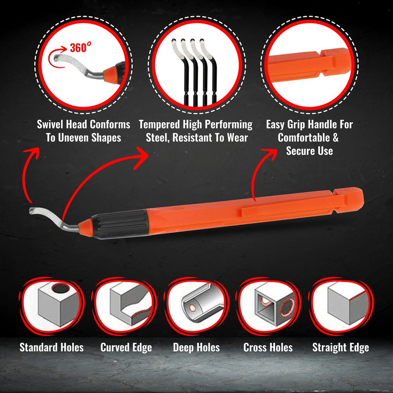 [Australia - AusPower] - AFA Tooling - Deburring Tool with 10 Extra High Speed Steel Swivel Blades - Works on Metal, Resin, PVC Pipes, Copper, Plastic and 3D Printed Edges - Plumbing & 3D Printing Burr Removal Reamer Tool 11 BS1010 Blades 