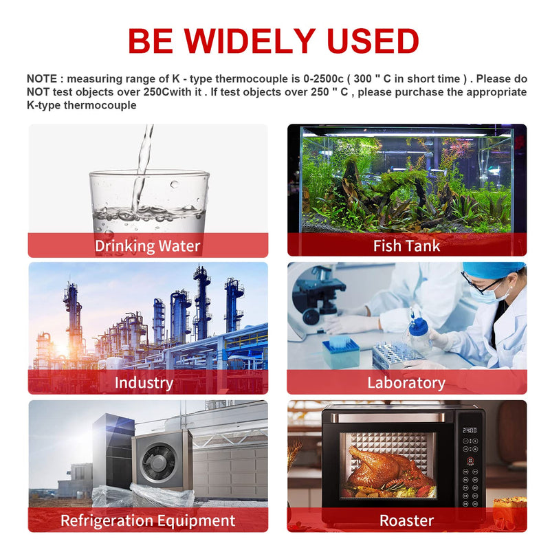 [Australia - AusPower] - YZT Meter 4-Channel K-Type Temperature Thermometer Measurement Range- 328℉~2501℉,Temperature Data Logger Comes with 4 PCS Thermocouple Probe Sensor Red 