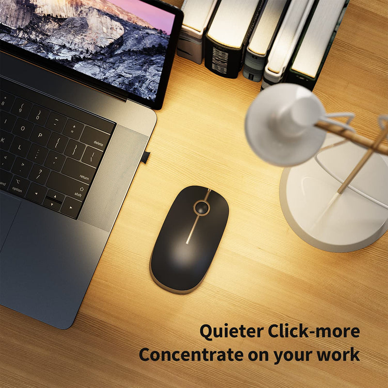 [Australia - AusPower] - VssoPlor Wireless Mouse, 2.4G Slim Portable Computer Mice with Nano Receiver for Notebook, PC, Laptop, Computer (Black and Gold) Black and Gold 