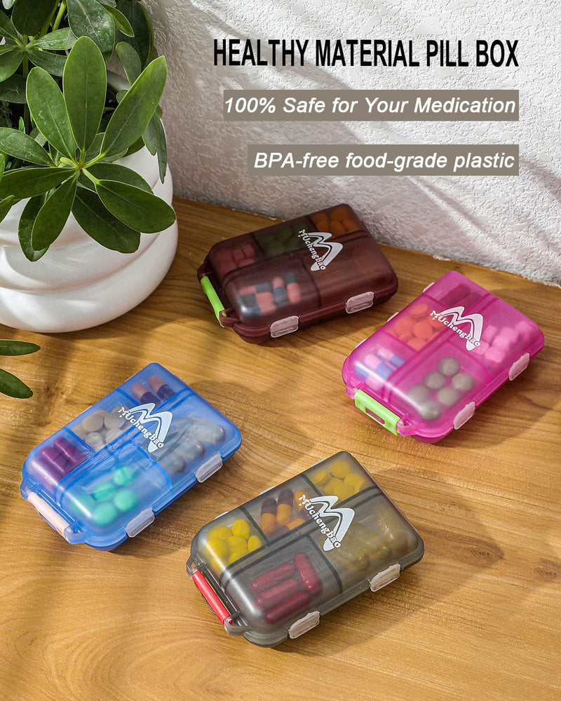 [Australia - AusPower] - 4PS Travel Pill Organizer with 164 Slice Labels?10 Compartments Travel Pill Box Portable Folding Small Pill Case Daily Pill Container Used for Carry Storage Medicine Organizer by M MUchengbao Dark Red + Gray + Pink + Blue 