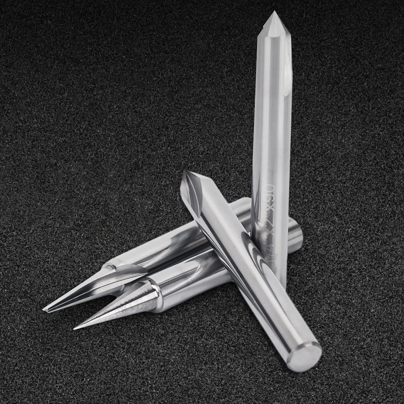 Engraving CNC Wood Carving Router Bit 1/4 Shank 15°/20°/60°/90° Engraving Bits, 2 Flutes Straight CNC V-bit Tungsten Steel Marking Conical Engraving Router Tool 4PCS Router Bit
