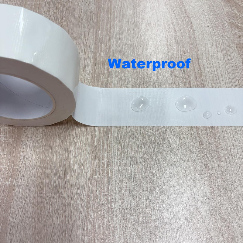 White Duct Tape Heavy Duty Waterproof, 2 Inches x 32 Yards, Strong, Durable, Easy-Tear by Hand, Residue-Free for Home Repairs, Fixed Carpet Edge, DIY Projects White
