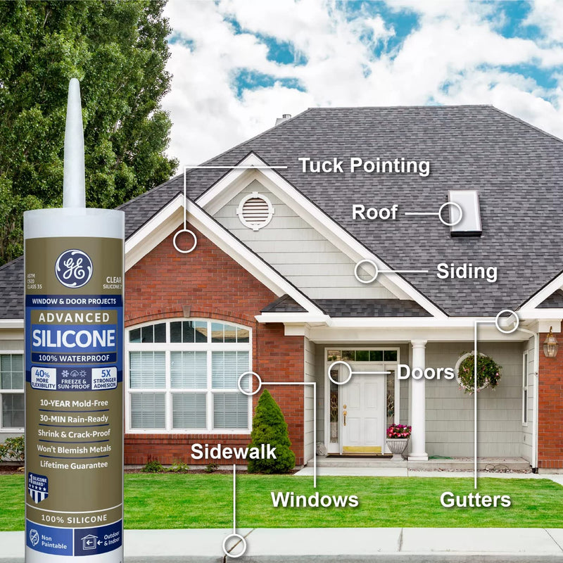 [Australia - AusPower] - GE Sealants & Adhesives GE5000 Advanced Silicone 2 Window & Door Sealant Clear, 10.1oz, 10 Fl Oz 