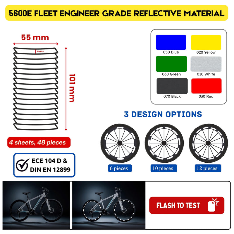 DIN67520/ECE104 Made with Ora FOL 5600 Bicycle Rim reflectors, Stickers, Cat's Eyes, Bicycle Film, Rim Edge Stickers, Waterproof Reflective Film (Blue) blue