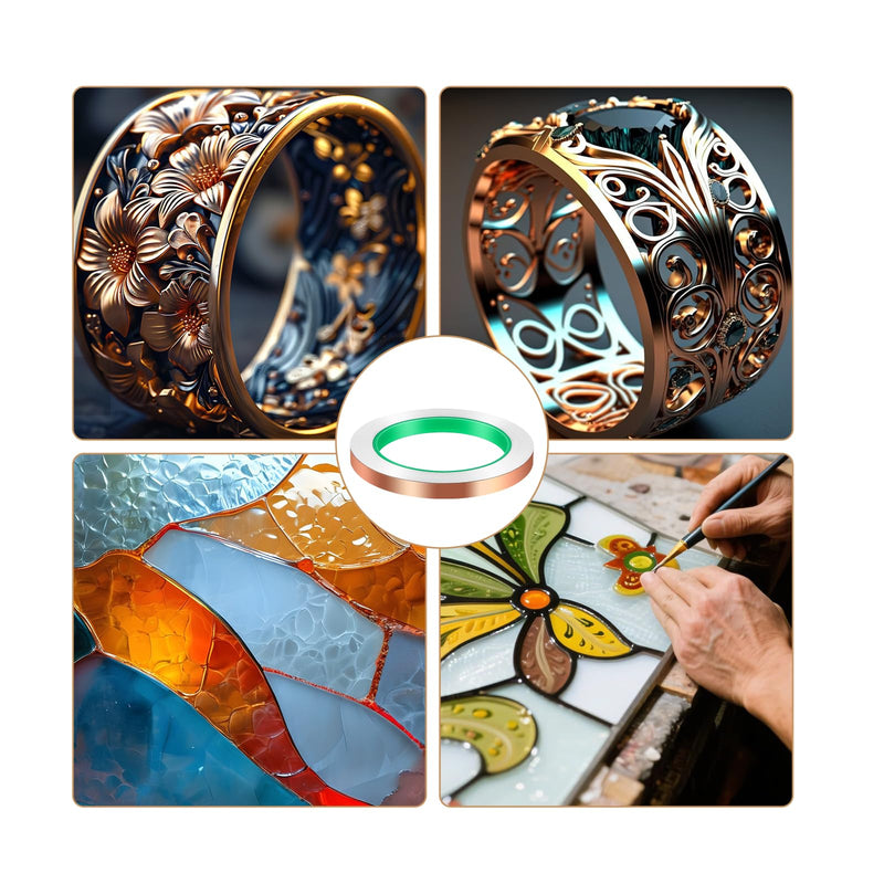 2 Pack Copper Foil Tape, (3/8inch X 22yards)Copper Foil Tape with Double-Sided Conductive Tapes Double-Sided Conductive with Adhesive for EMI Shielding,Stained Glass,Soldering,Electrical Repairs