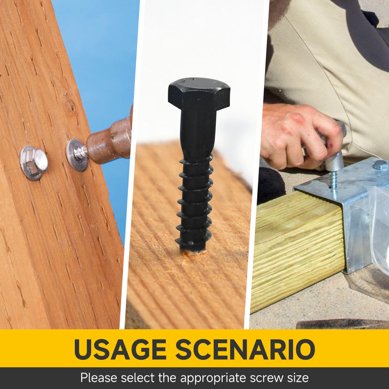 [Australia - AusPower] - 20Sets 5/16" x 1-1/4" Lag Bolts, Stainless Steel Heavy Duty Hex Head Lag Screws, Construction Black Lag Screws for Wood Working & Outdoor Use with Washers and Hex Socket Drill Bit 5/16" x 1-1/4" 