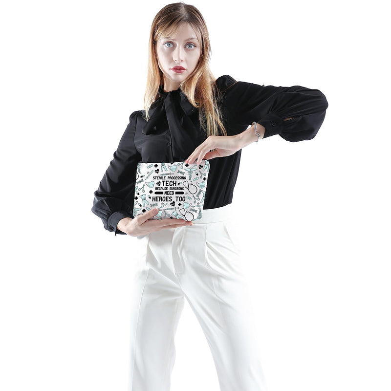 [Australia - AusPower] - POFULL Sterile Processing Tech Gift Sterile Processing Tech Because Surgeons Need Heroes Too Cosmetic Bag Surgical Tech Gift Sterile Processing Tech Cosmetic Bag 