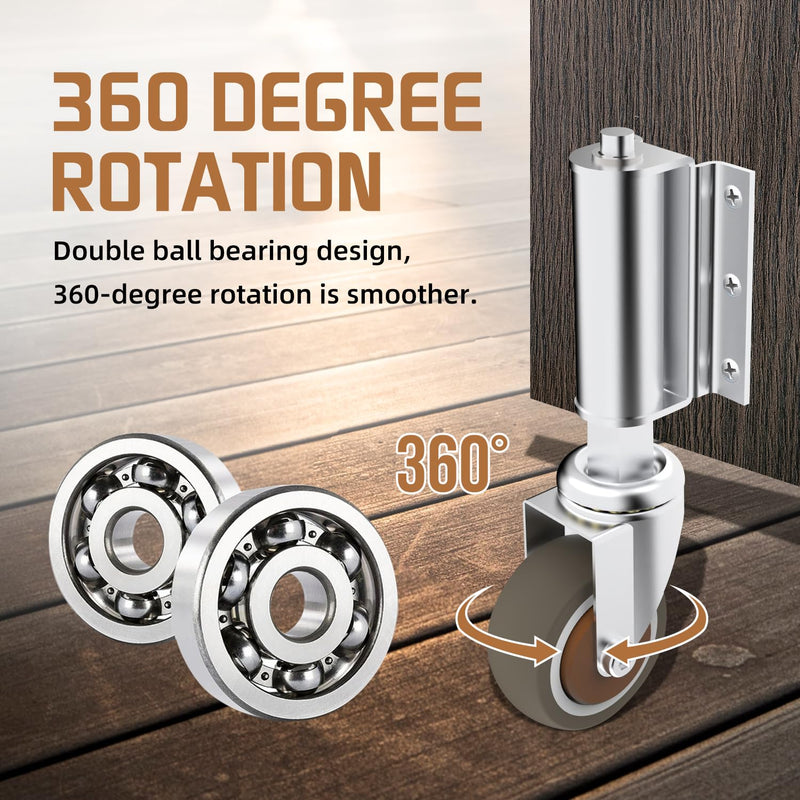 [Australia - AusPower] - Gate Wheel 2inch Gate Caster for Wooden Gate 80lbs Capacity 360 Degree Rotation Solid Rubber Tire Spring-Loaded Gate Wheels with Screws & Screwdriver TPR-2inch 