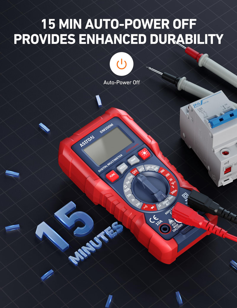 [Australia - AusPower] - AstroAI Digital Multimeter Voltage Tester, TRMS 2000 Counts Volt Meter; Fast and Accurately Measures AC/DC Voltage & Current, Resistance, Diode, Continuity and NCV (DM200M) 