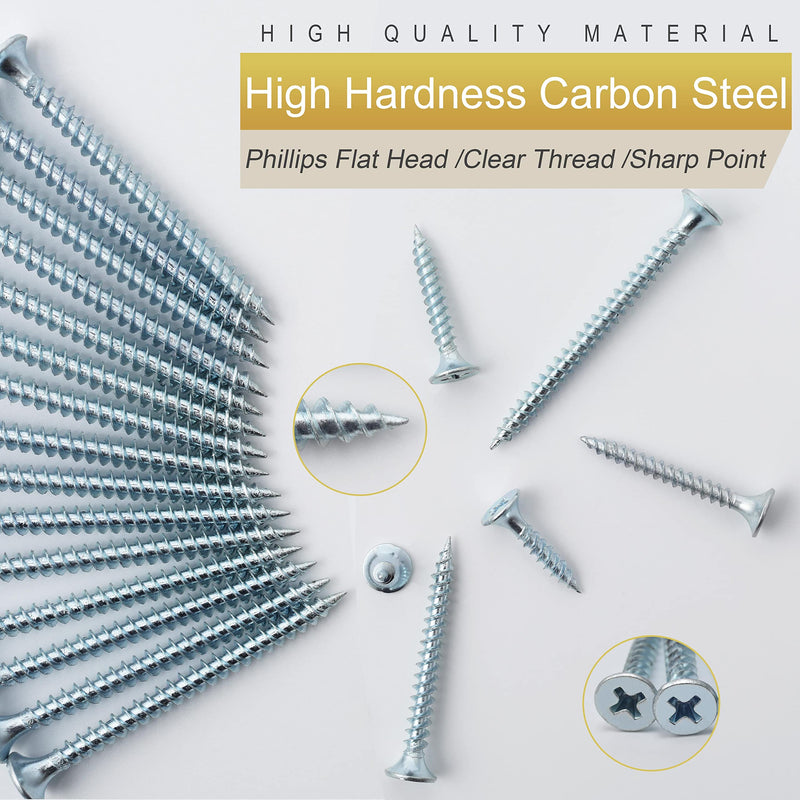[Australia - AusPower] - High Hardness Wood Screws Assortment Kit, 209 pcs, Phillips Drive Flat Head, Wood Screws, Screws, Drywall Screws, Assorted Screws, Screws Set, 6 Sizes (2”,1-1/2”,1-1/4”,1”,3/4”,1/2”) 209 Screws 