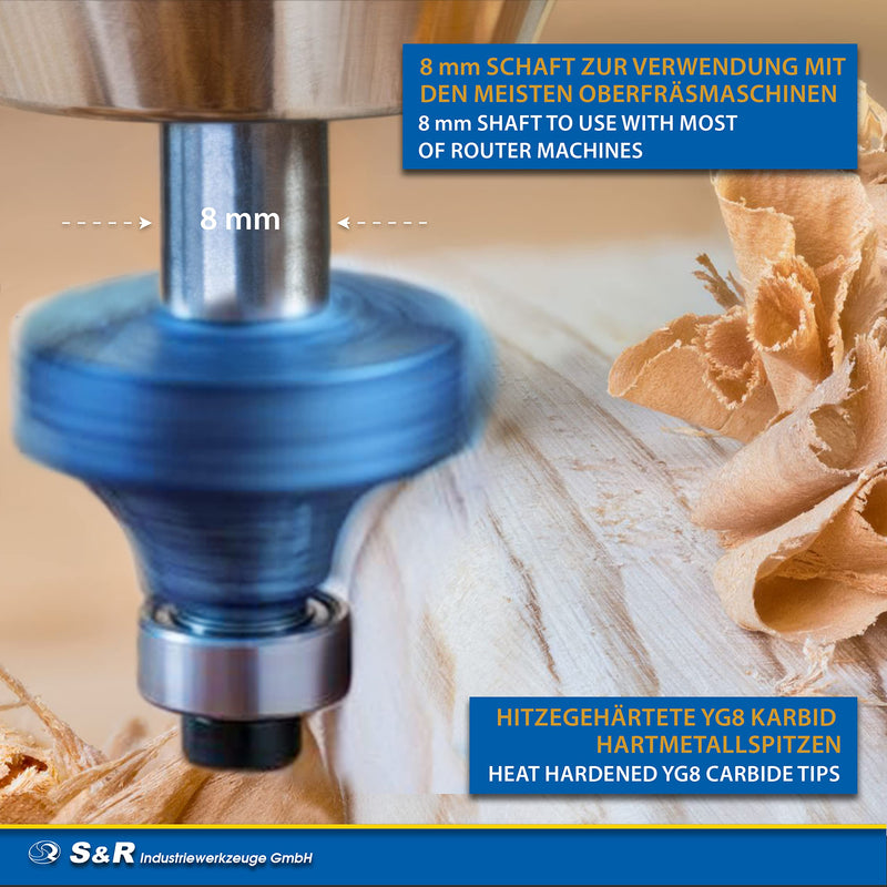 [Australia - AusPower] - S&R Milling Cutter Set HM Shaft 8mm Wooden Case Forged Tool Steel Cutting Plates Carbide in Wooden Box 1. Set 12 Fräser-Bits 