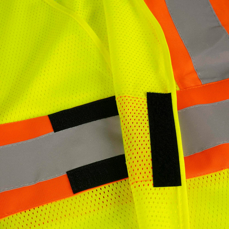 Pioneer Hi Vis Flame Resistant Vest For Men and Women - Self-Extinguishing FR Mesh - Reflective Tape - Class 2 - Hi Vis Yellow Yellow/Green Large-X-Large