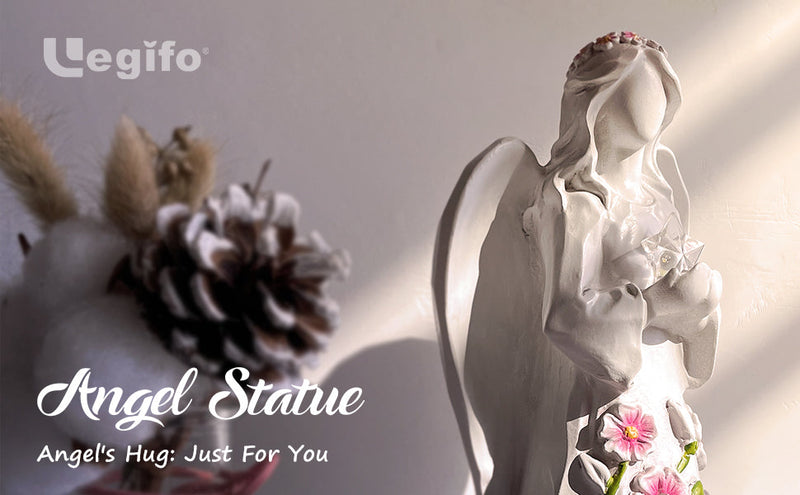 Guardian Angel Figurines Resin with Light Star Battery Operated Gift Decor White