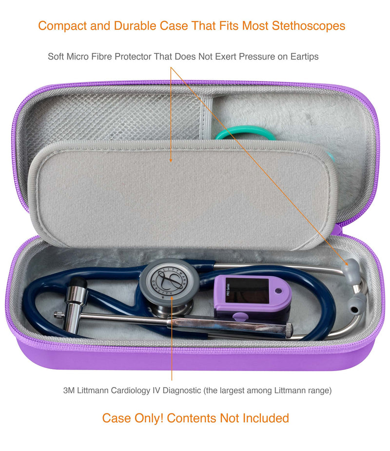[Australia - AusPower] - ButterFox Premium Stethoscope Case with Divider and ID Slot for 3M Littmann Classic III, Cardiology IV Diagnostic and More Stethoscopes with Pocket for Nurse Accessories (Lavender Purple) Grey Heart Rythm 