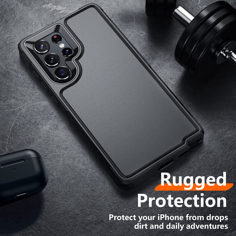 [Australia - AusPower] - Temdan [Heavy Shockproof for Samsung Galaxy S22 Ultra Case,with 2 Pack [Soft Screen Protector + Camera Lens Protector] [12 FT Military Grade Drop Protection] Tough Rugged Full-Body Protection Black/6in1 