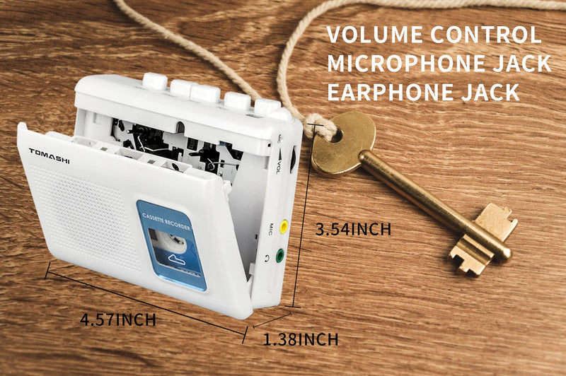 [Australia - AusPower] - Portable Cassette Player Tape Recorder Walkman with Built-in Speaker,Microphone,Headphone Jack-, 4.57 x 3.54 x 1.38inch white 