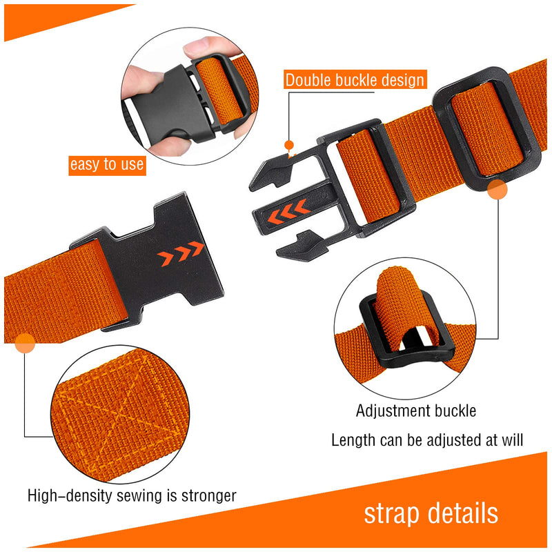 [Australia - AusPower] - Premium Utility Straps with Quick Release Buckle Adjustable Short Nylon Tie Down Straps for Backpack Tactical Lashings Camping Gear Sleeping Bag Mattress Conveyor Belt Luggage 6 feet Orange 