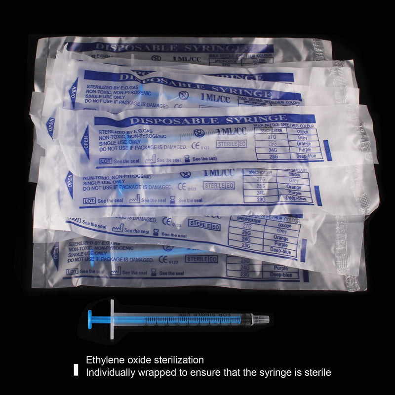 [Australia - AusPower] - 60 Pack 1ml Plastic Syringes Separate Sterile Packaging Syringe Without Needle with Caps,Suitable for Scientific Labs Measurement, Measuring, Dispensing, Watering, Refilling (60 Pack 1ml) A- 1ml-60Pack 