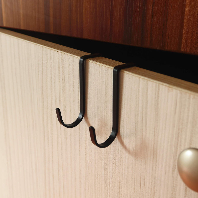 [Australia - AusPower] - Dewell Multi-Use Over Cabinet Hook, 5 Pack, Stainless Steel, Over Door Double Hook for Drawer Cabinet, Closet, Fence, Kitchen and Bathroom, Black S-5 PACK 