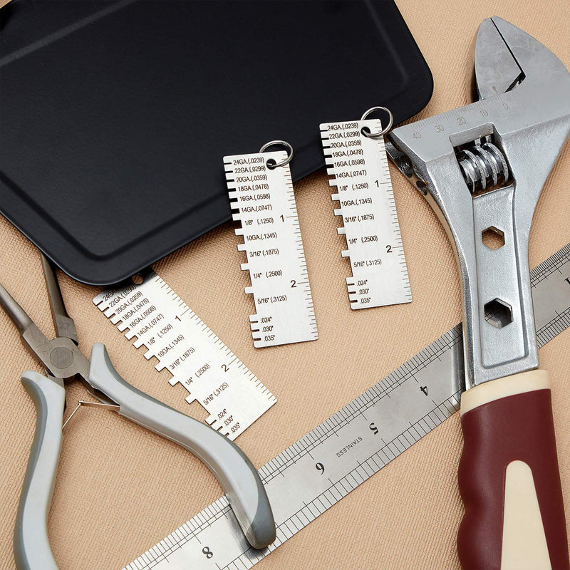 [Australia - AusPower] - Weewooday 3 Pcs Gauge Metal Sheet Thickness Gauge Metal Gauge Tool Stainless Steel Thickness Gauge One Sided Material Wire Thickness Gauge Plated Size Inspection Tool 