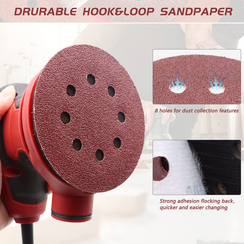 [Australia - AusPower] - ZEHIQ Sandpaper 125 mm Velcro 180 Grit, Pack of 50 8 Hole Round Sandpaper, 8 Hole Sanding Discs, Aluminium Oxide Sandpaper, Round Sanding Pads for Random Orbital Sanders 50 pieces, 180 grit 