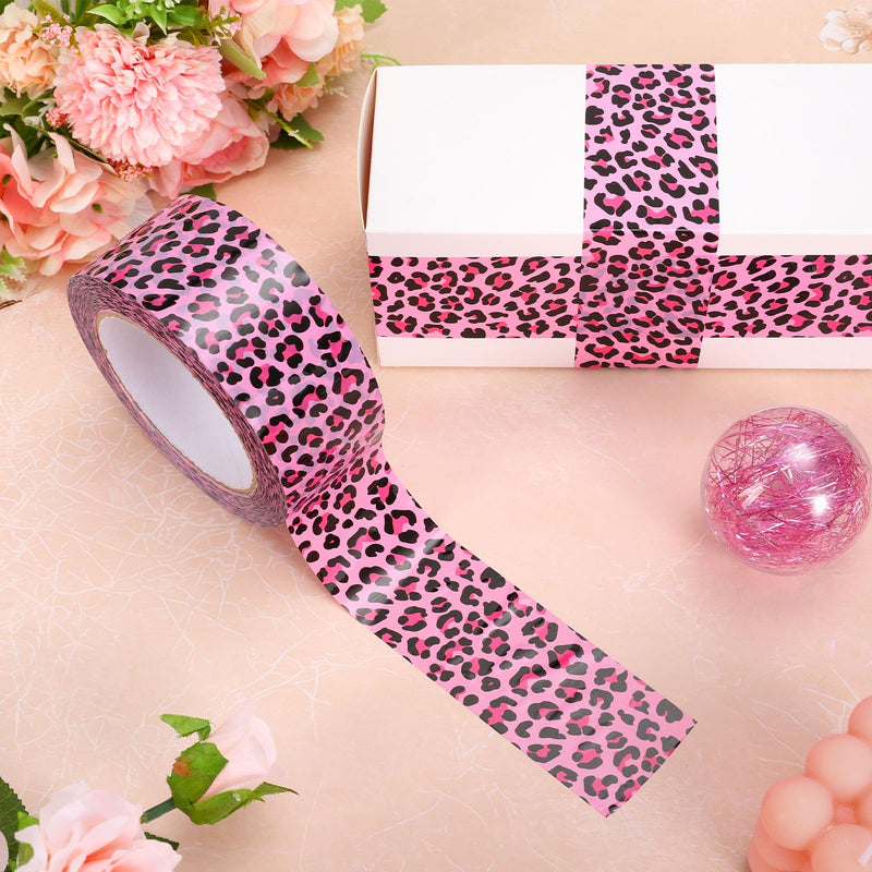 Whaline 109 Yard Leopard Print Packing Tape Pink Waterproof Shipping Tape Pink Safari Jungle Leopard Gift Wrapping Tapes for Small Business DIY Crafts Box Carton Decor Pink Leopard