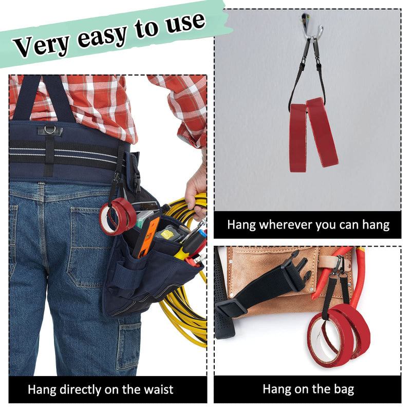 [Australia - AusPower] - Electrical Tape Holder Strap Tape Measure Holder for Belt Tape Thong with Snap Hooks Polyester Electrical Tape Holder Chain Electrical Tape Strap for Pouch Bag Tool Box Construction, Black 4 