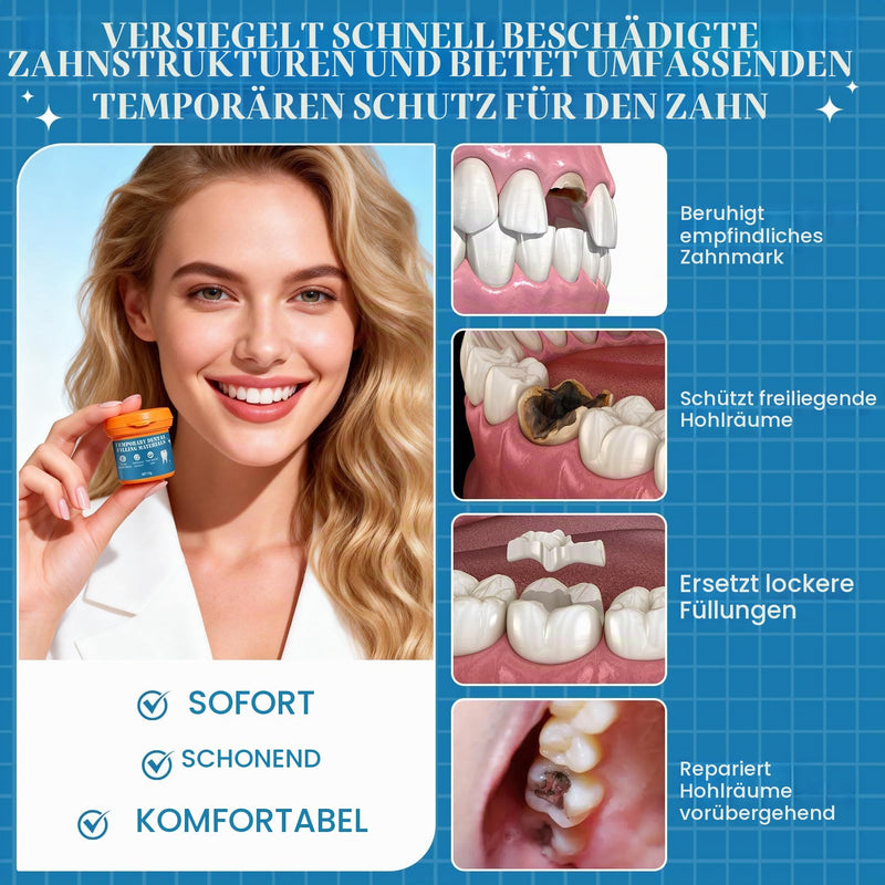 Tooth filling, temporary tooth filling, tooth cement self-hardening, durable, tooth repair kit, temporary tooth filling material for fillings for caries/attachment of coronations - 15 g