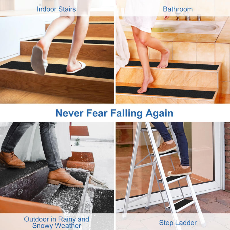 Anti Slip Tape, 4inch x 14.7ft Non-Slip Traction Grip Tape to Indoor or Outdoor Stair,Tubs, Boats,Waterproof Grip Tape Safety Non Skid Roll for Stair Steps, Black Onesize 1.0