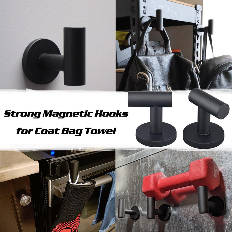 [Australia - AusPower] - ULIBERMAGNET Strong Magnetic Coat Hooks,Heavy Duty Rubber Coated Magnets Hook for Metal,Door,Grill,Refrigerator, Locker,Neodymium Magnet Hook for Towel,Coat,Bag,Umbrella 2PCS 1.69inch Magnetic Coat Hooks 