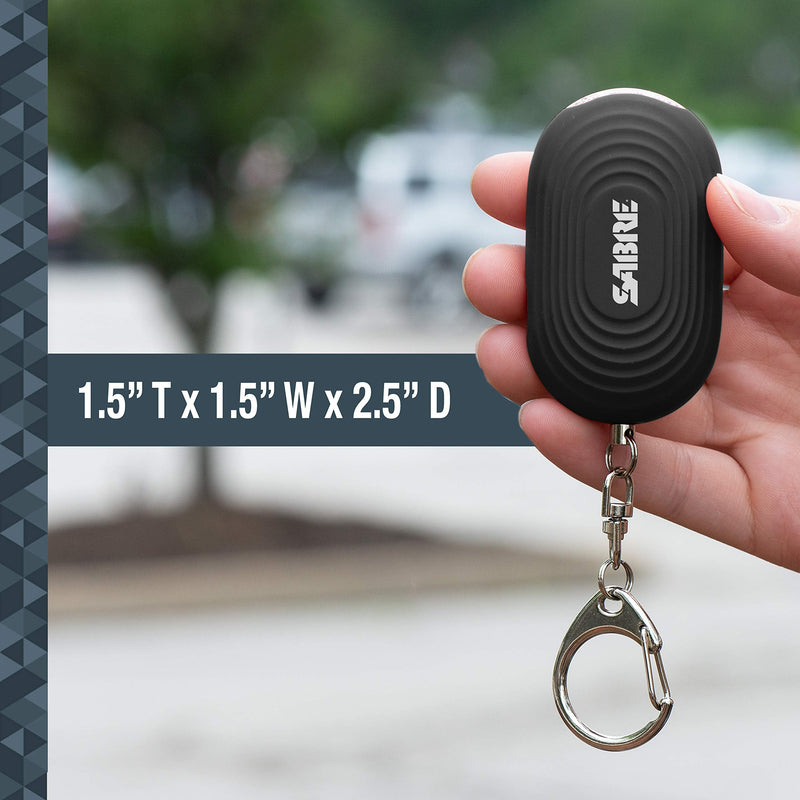 [Australia - AusPower] - SABRE 2-in-1 Personal Alarm with LED Light, 130dB Personal Safety Siren, Snap Hook for Instant Access, 1,250 Foot (381 Meters) Range, Compact Design for Easy Attachment to Purse, Bag, or Keys Black 