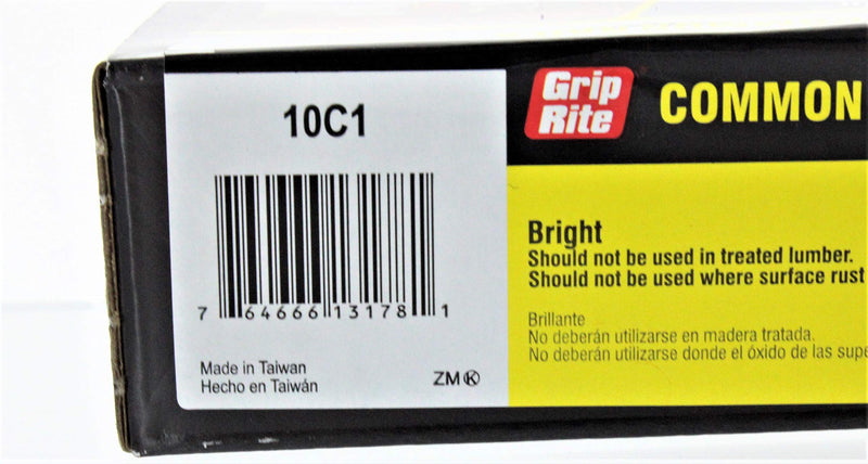 [Australia - AusPower] - GRIP-RITE 10C1 FASN'ERS 10D 9 Gauge 5/16" Head Bright Common 3" Construction/Framing Nails 66 Pack 