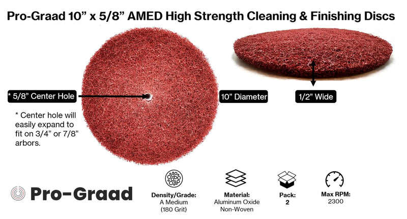 [Australia - AusPower] - 2 Pack 10” x 5/8” Medium (AMED) High Strength Non-Woven Buffing, Blending, Cleaning, Light Deburring & Finishing Discs, 05317, Pack of 2 10" X 5/8" AMED 
