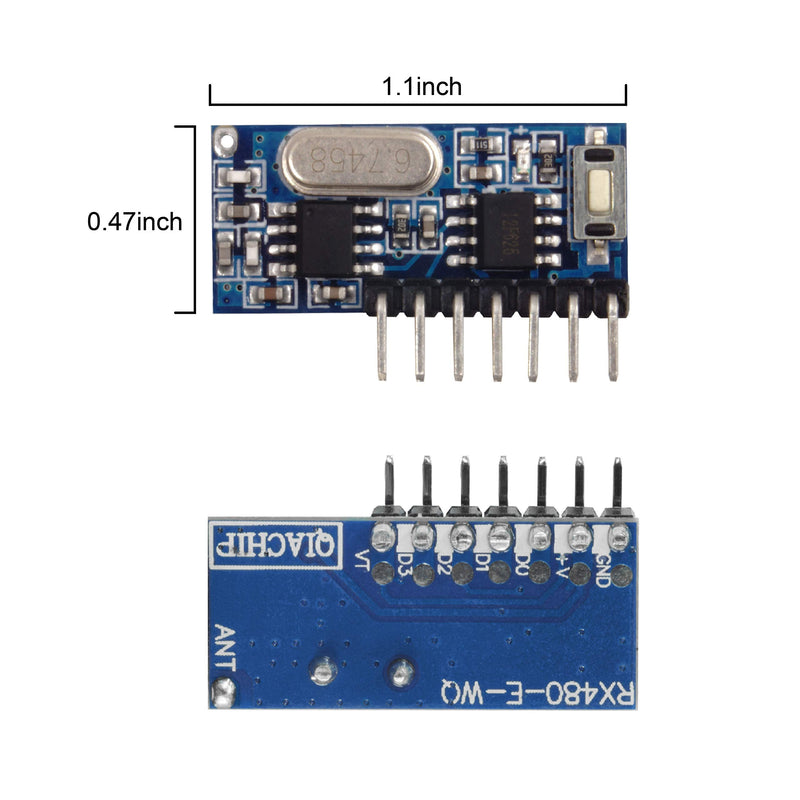 [Australia - AusPower] - QIACHIP 433mhz RF Wireless Transmitter and Receiver Module Kit RX480e 4 Channel Output,Remote Control Radio Switch 1527 Learning Code DIY Controller Transmitter and Receiver kit 