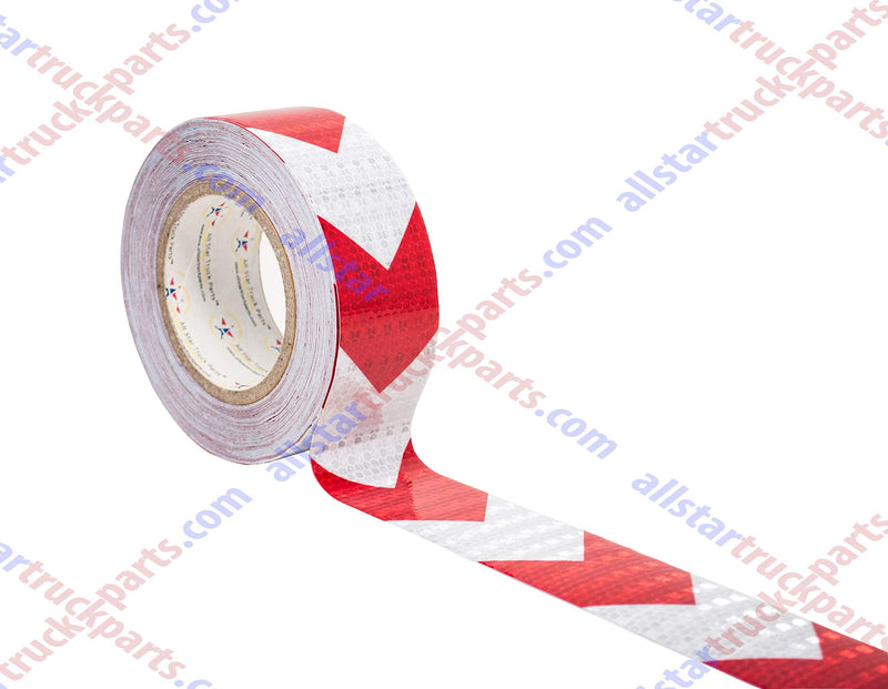 All Star Truck Parts Red Arrow Reflective Tape, 2" Hazard Warning Tape Waterproof - High Intensity Reflector Conspicuity Safety Tape Strong Adhesive Crystal Lattice Red White Arrow (2 in x 30 FT) 2 IN x 30 FT