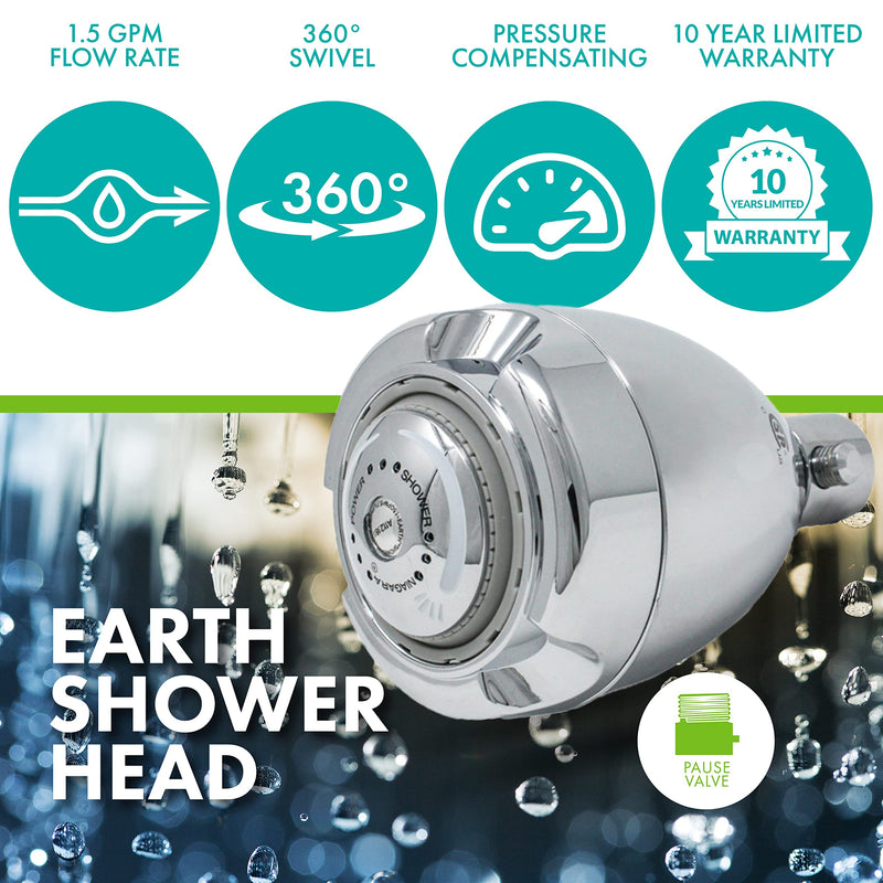 Niagara Conservation Earth Spa with Soap and Soak High Efficiency 1.5 GPM Showerhead in Chrome, N2915C-V Chrome - with Soap & Soak Valve