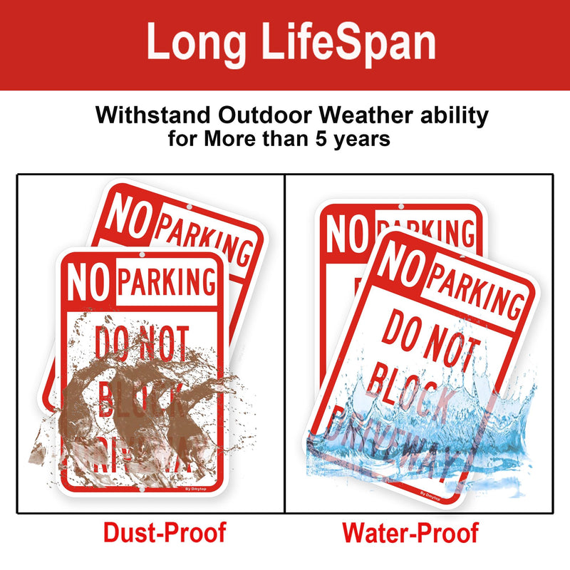 2 Pack Large No Parking Sign Do Not Block Driveway Sign, 18 x 12 Inches Rust Free Aluminum Metal, UV Protected Weather Resistant Durable In Easy to Mount 18 X 12 "
