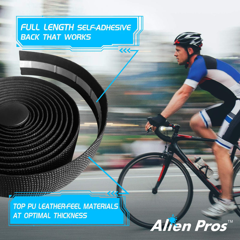 ALIEN PROS Bike Handlebar Tape PU (Set of 2) Black Red White Pink Blue - Enhance Your Bike Grip with These Bicycle Handle bar Tape - Wrap Your Bike for an Awesome Comfortable Ride White - Set of 2