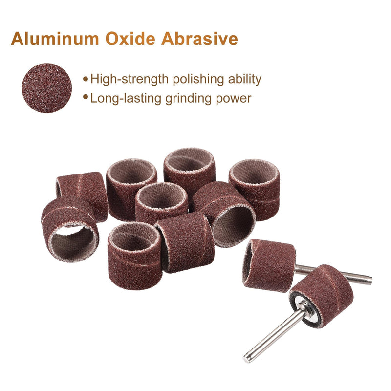 [Australia - AusPower] - uxcell 100 Pcs 1/2 Inch Sanding Sleeves Sandpaper Set 120 Grit with 2 Pcs 1/8 Inch Drum Mandrels for Rotary Tools 
