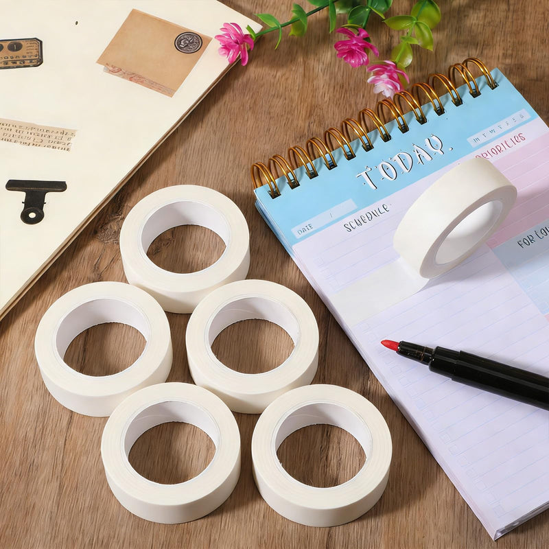 6 Rolls White Painters Tape, Masking Tape, White Washi Tapes Decorative Masking Tapes No Residue Easy Removal for Painting Wall Arts Scrapbooks DIY Crafts