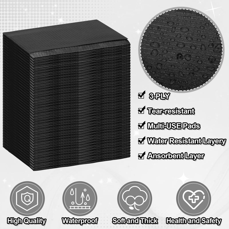 [Australia - AusPower] - 100 Pcs Disposable Salon Tray Cover 13 x 18 Inch 3 Ply Waterproof Pink or Black Salon Tray Protector Cover(Black) 