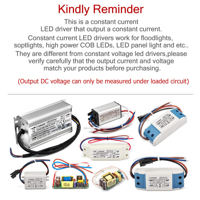 Chanzon LED Driver 300mA (Constant Current Output) 36V-66V (Input 100-240V AC-DC) (12-20) x1W 12W 15W 18W 20W Power Supply 300 mA Lighting Transformer Drivers for High Power COB Chips (Plastic Case) C) 300mA(Constant) 36-66V (12-20)*1